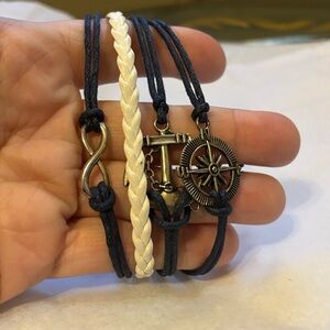 Nautical Charm Bracelet in Black and Cream